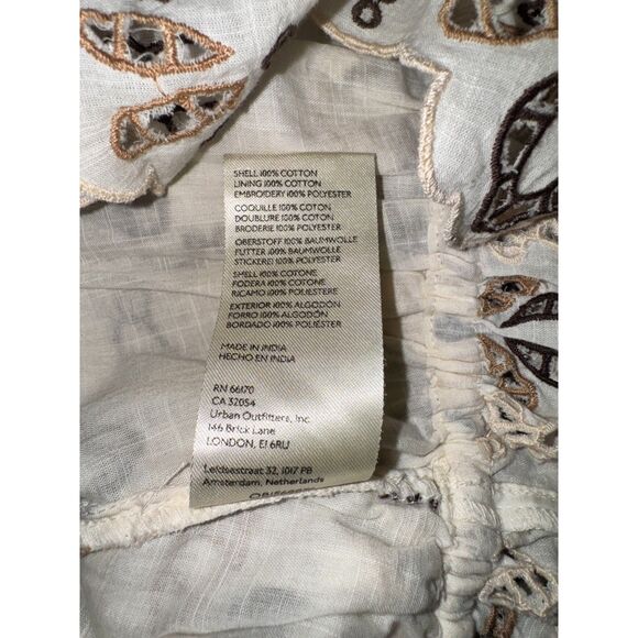 By Anthropologie Eyelet Blouse SIZE XS neutral color Beige Brown Romantic Boho - Picture 5 of 5